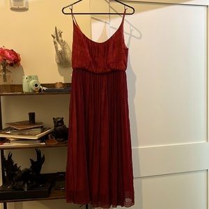 Dark Red spaghetti strapped sheer flowy dress